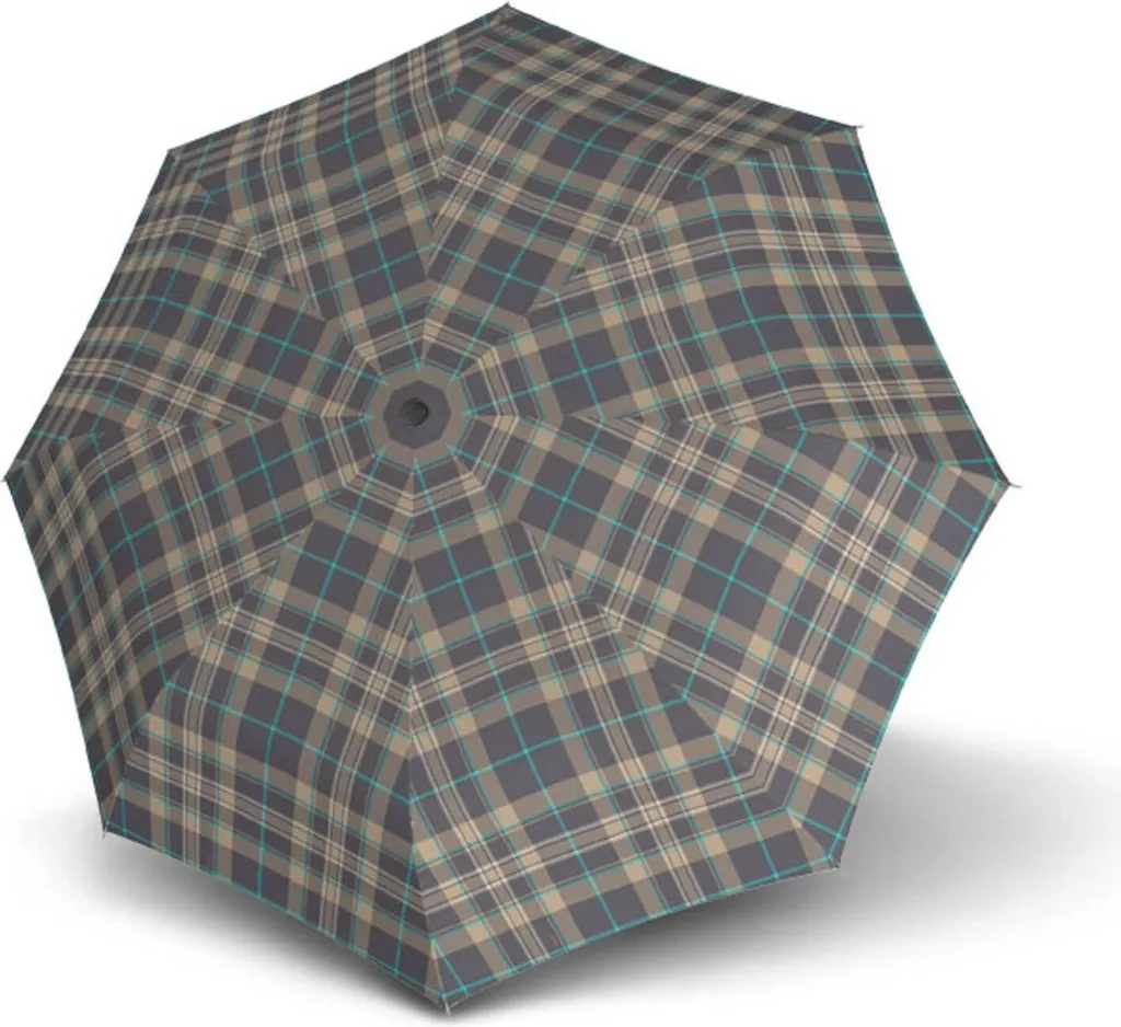 doppler ombrello tascabile ombrello Fiber Check Automatic Magic Karo Grey / Aqua grigio multicolore