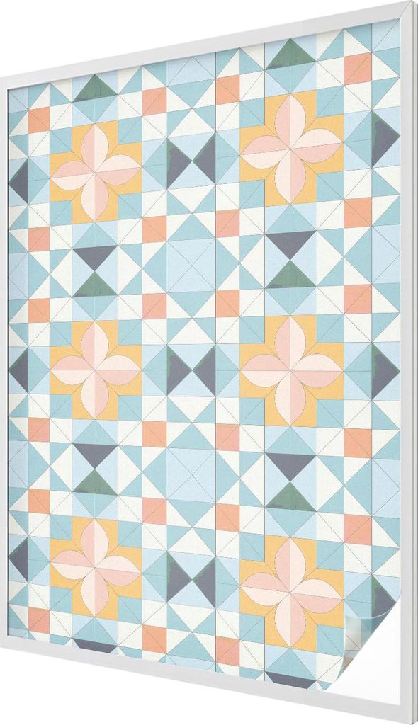 Buntglas Fensterfolie – 146x100 cm – Stained-Glass Design – blickdichte dekorative Sichtschutzfolie – selbstklebend, UV-Schutz – Farbenfr...