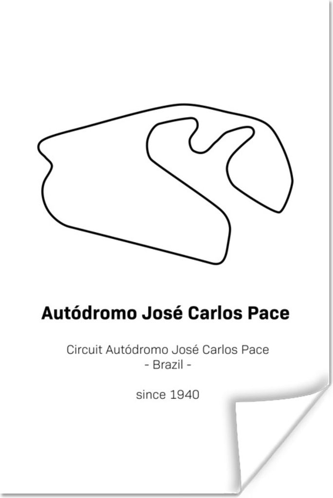 MuchoWow Poster Brasilien - Rennstrecke - Formel 1 60x90 cm - Wanddekoration