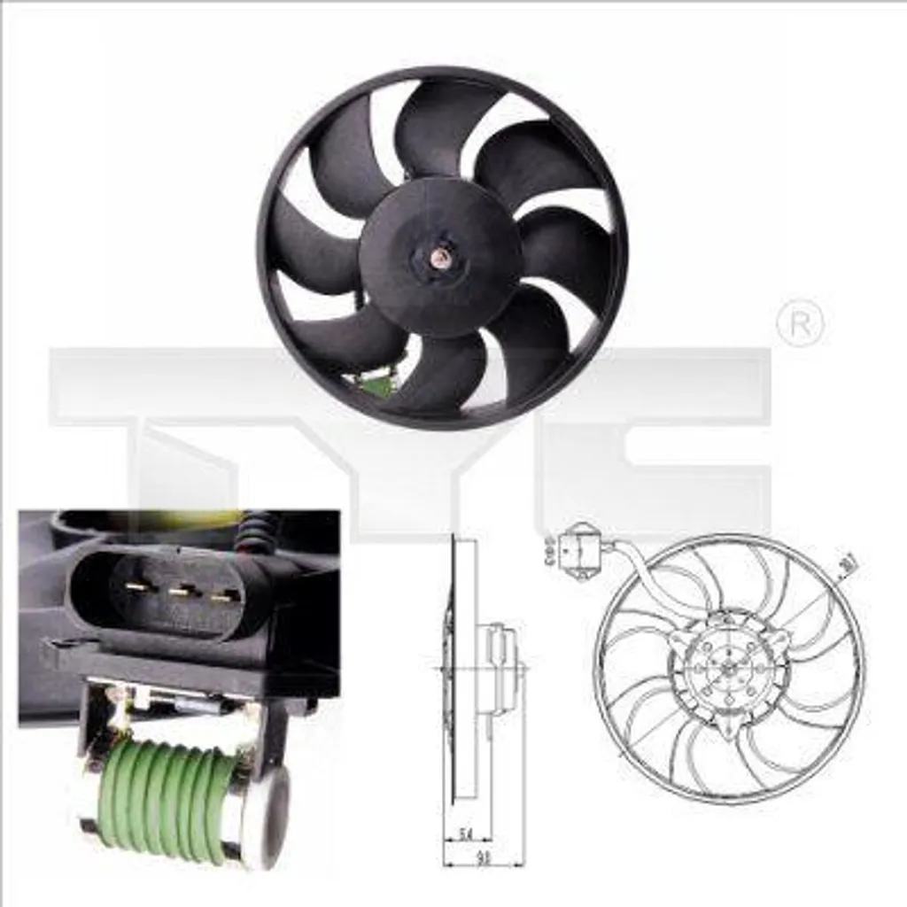 Ventilateur de moteur thermique pour Ibiza et Cordoba 12V ABS