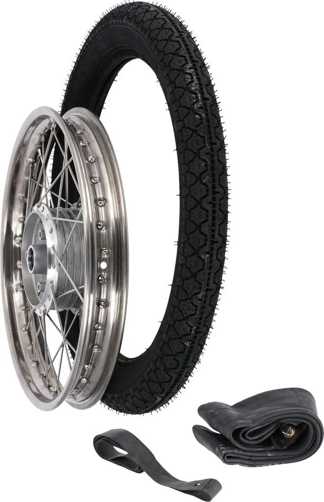 Roue de moto vintage 16 pouces inox et pneu HEIDENAU K36/1 haute qualité