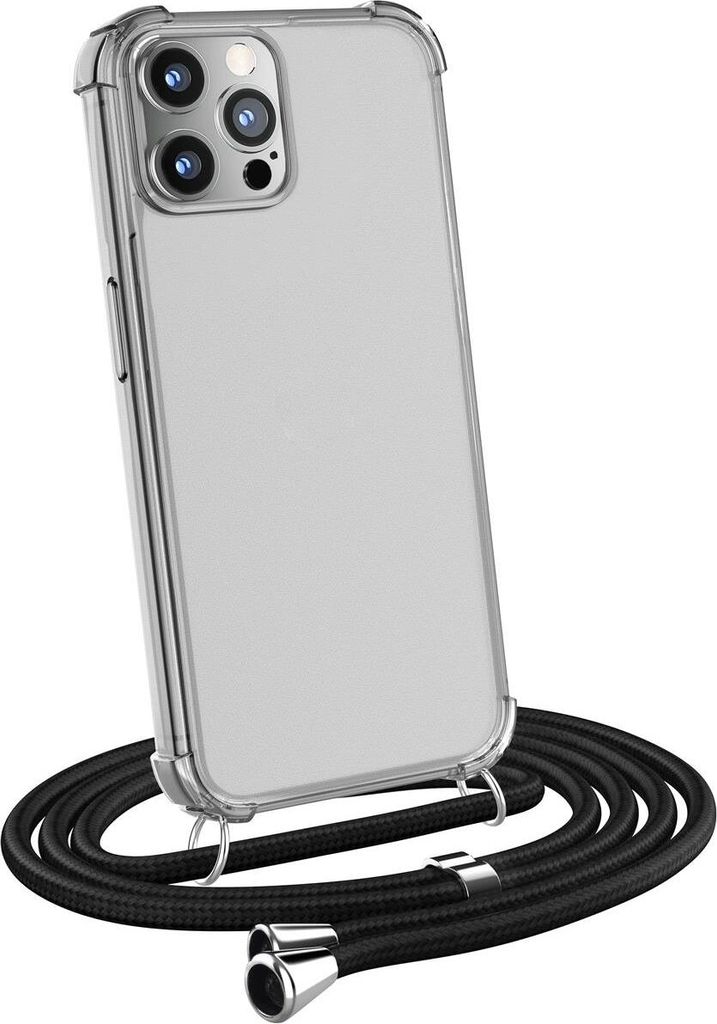 Handykette für Apple iPhone 12 | 12 Pro - Handyhülle mit Schnur Cover in Schwarz