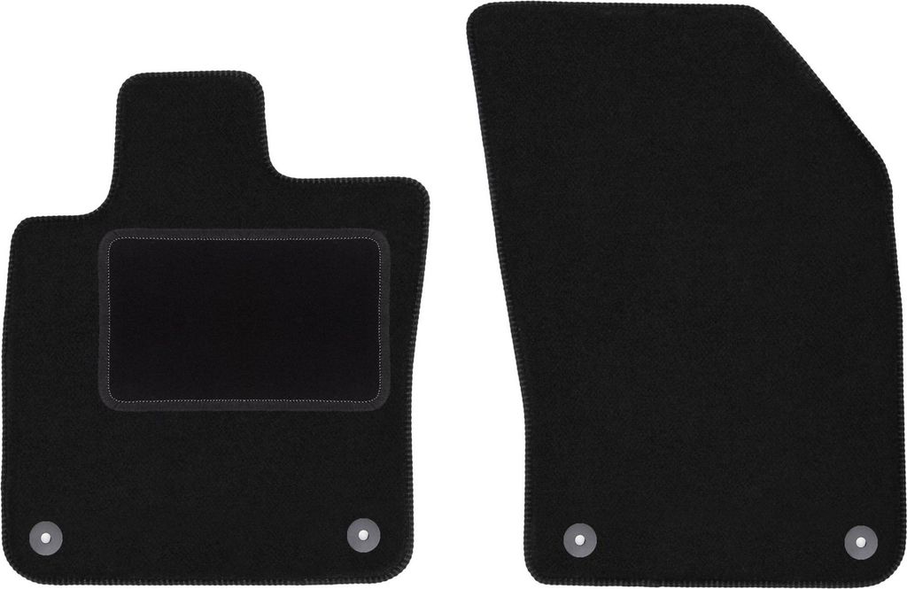 Velours-Fußmatten Vorne passend für Volvo V60 II (Kombi, Limousine, Bj. 2018-) – schwarz, passgenau, mit Befestigungen set 2 Stk. - STANDARD