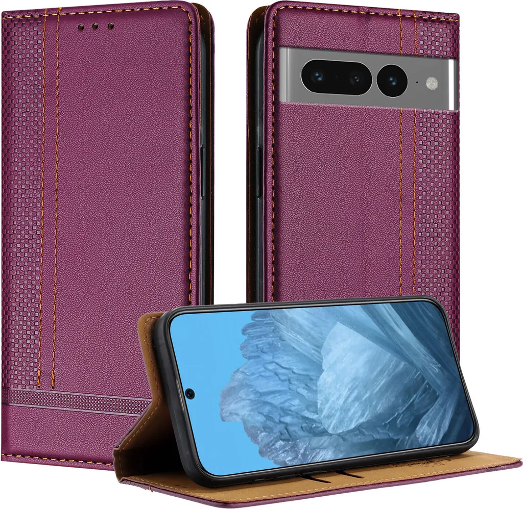 Custodia a Libro Google Pixel 7 Pro Pelle Viola - Supporto Stand