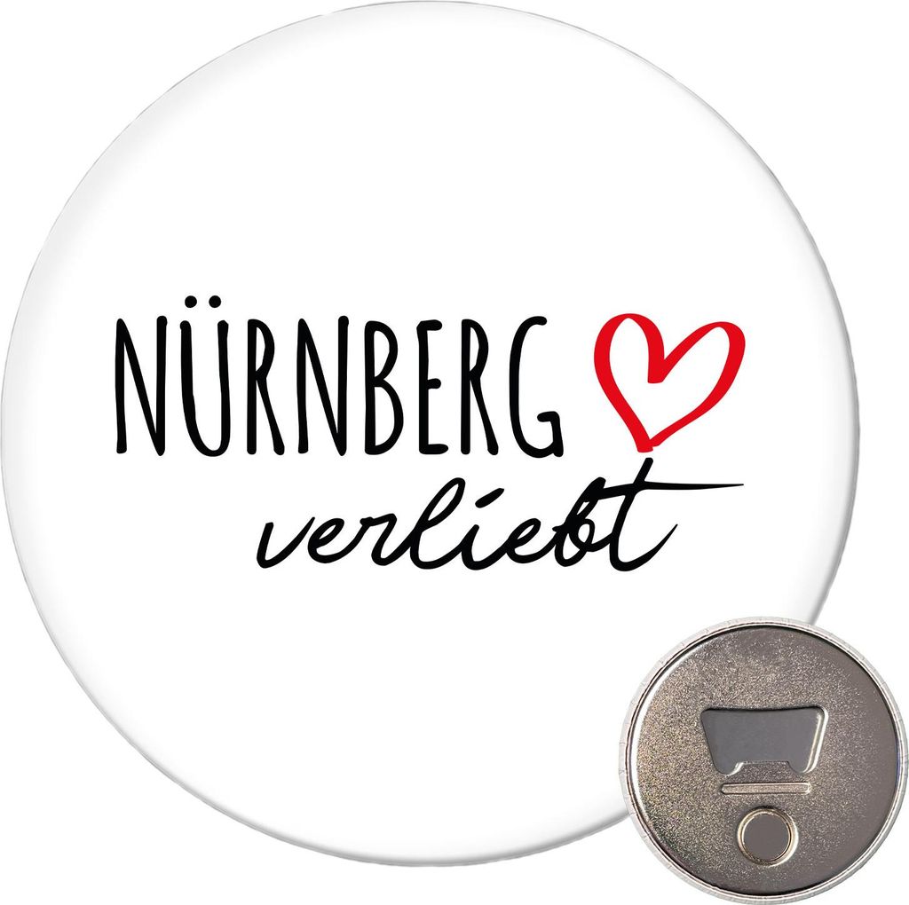 Huuraa Magnet Nürnberg verliebt 59mm Kühlschrankmagnet rund Flaschenöffner Geschenkidee