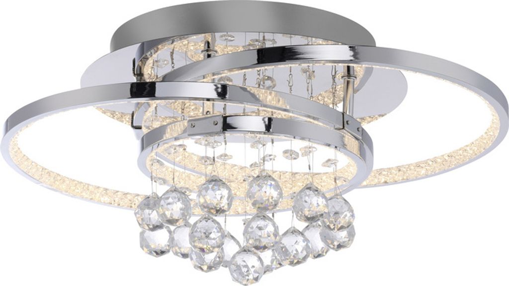 Paul Neuhaus LED Deckenleuchte Kristall dimmbar per Wandschalter, dekorativ chrom Wohnzimmer, Flur, Schlafzimmer