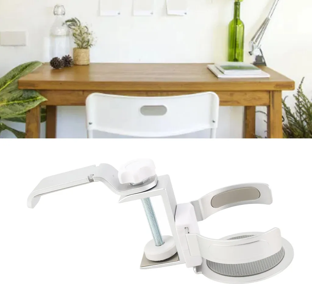 Porte-gobelet 2 en 1 avec support casque sous bureau pivotant à 360°