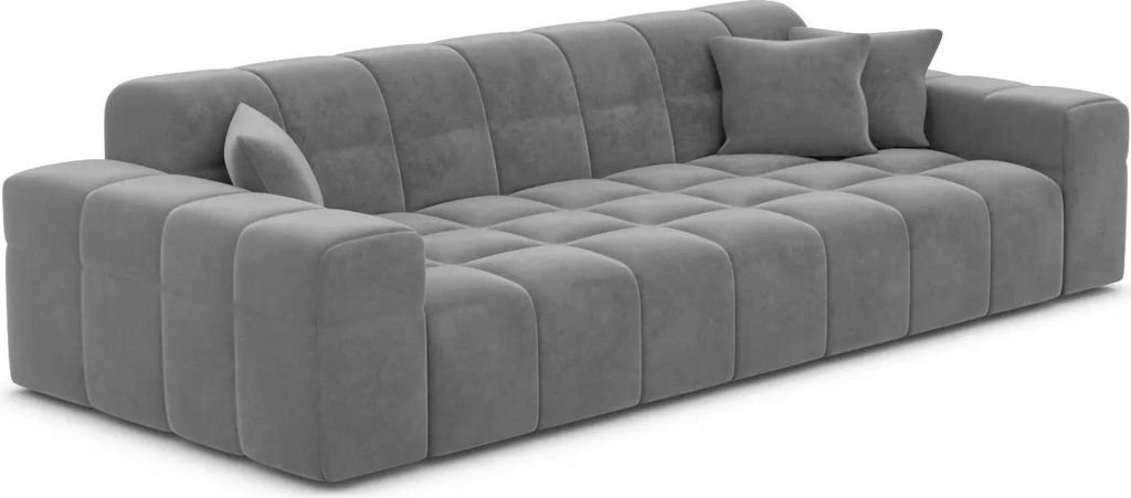 Samtstoff 3-Sitzer Couch Nivara Dunkelgrau