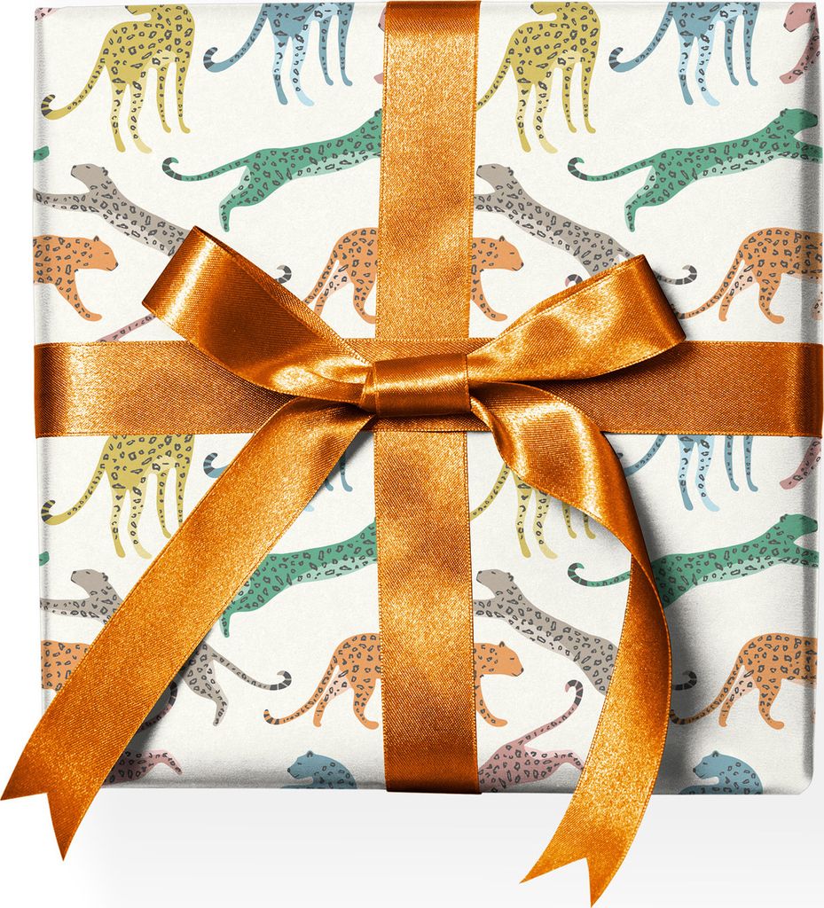 Bunters Wildlife Designer Tier Geschenkpapier mit bunten Geparden, beige bunt - G22140, 32 x 48cm