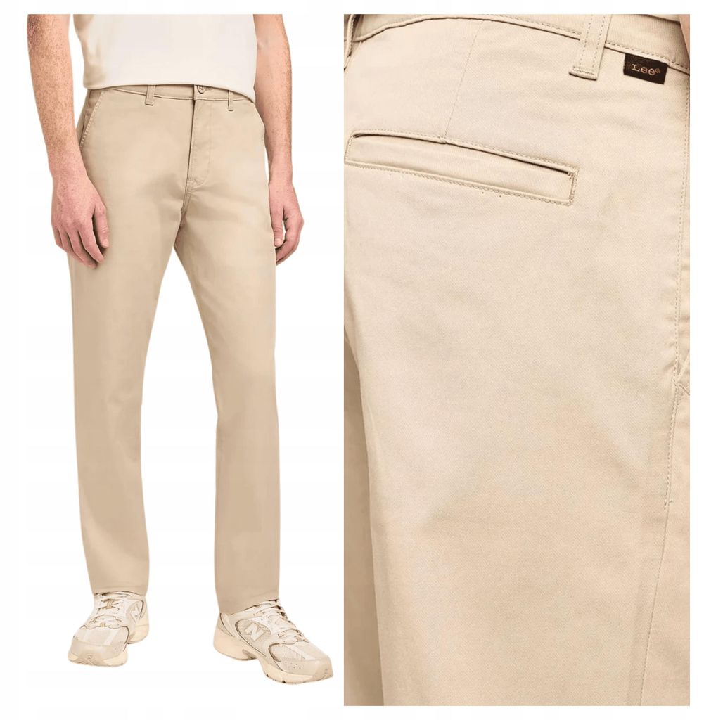 Lee | Herren Chinohose Regular Chino Stone beige Baumwolle Regular Fit klassisch W34 L32