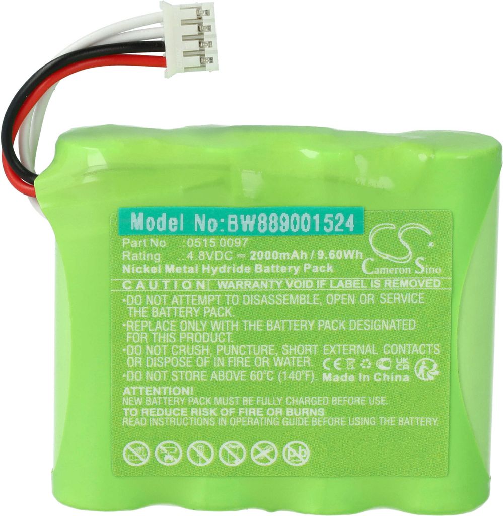 vhbw Akku kompatibel mit Testo 454 Control, 350 Control Gaswarngerät, Eingasmessgerät (2000 mAh, 4,8 V, NiMH)