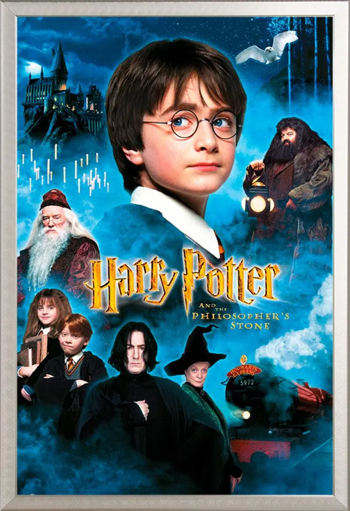 Harry Potter - Poster - Candele + cornice rimovibile, Shinsuke® Maxi alluminio argento, vetro acrilico