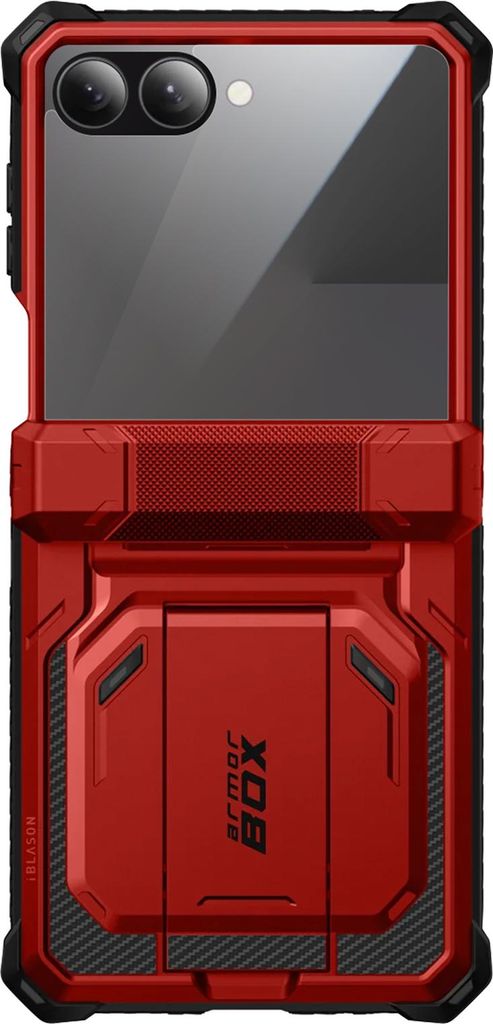 I-Blason, Hülle für Galaxy Z Flip 7 Armorbox mit Panzerglas und Gürtelclip, Rot