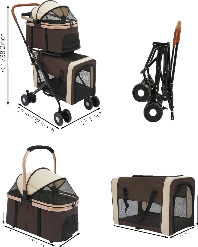 Sac de transport pour chien et chat pliable et léger - Coloris Café XL