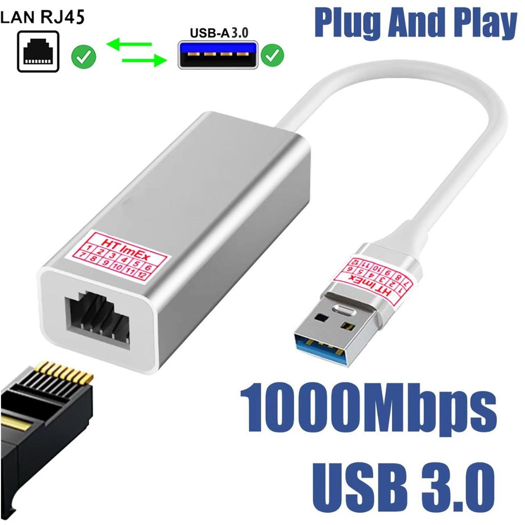 Silber USB 3.0 RJ45 LAN Adapter Gigabit kompatibel mit Apple, Macbook Laptop Notebook PC