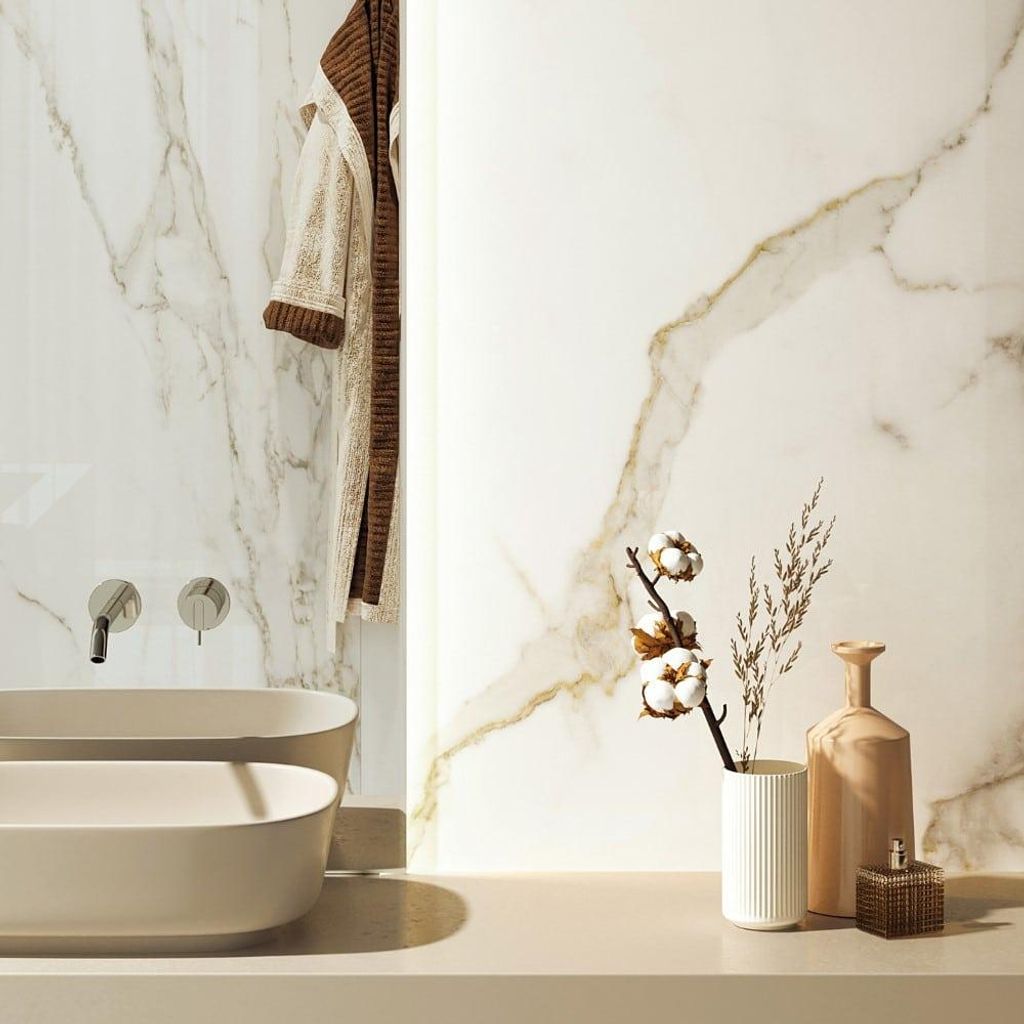 Fliesen Marmoroptik Weiss 120x120 cm CASA39 La Fabbrica Ava Calacatta Oro