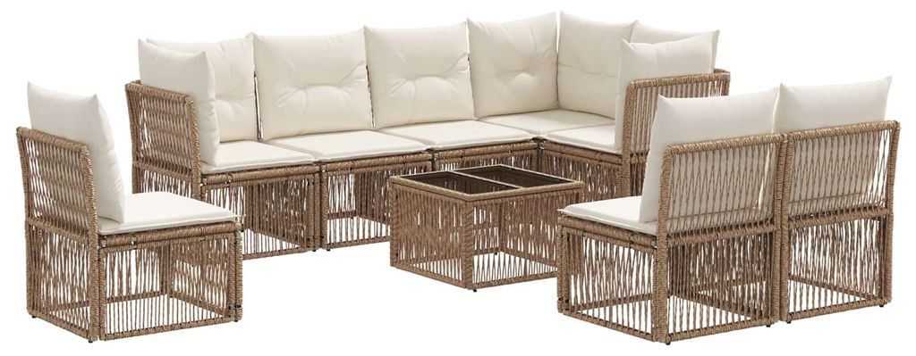 vidaXL Gartensofa-set 9 pcs Beige Poly-Rattan