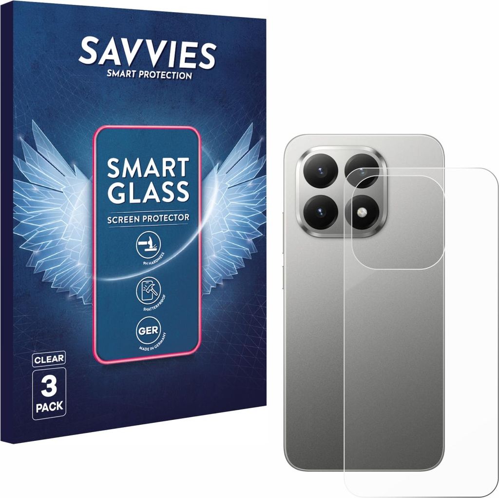 3x Savvies Schutzglas Folie für Xiaomi 15T (Rückseite) 9H Panzer Schutzfolie Glas Displayschutz klar transparent