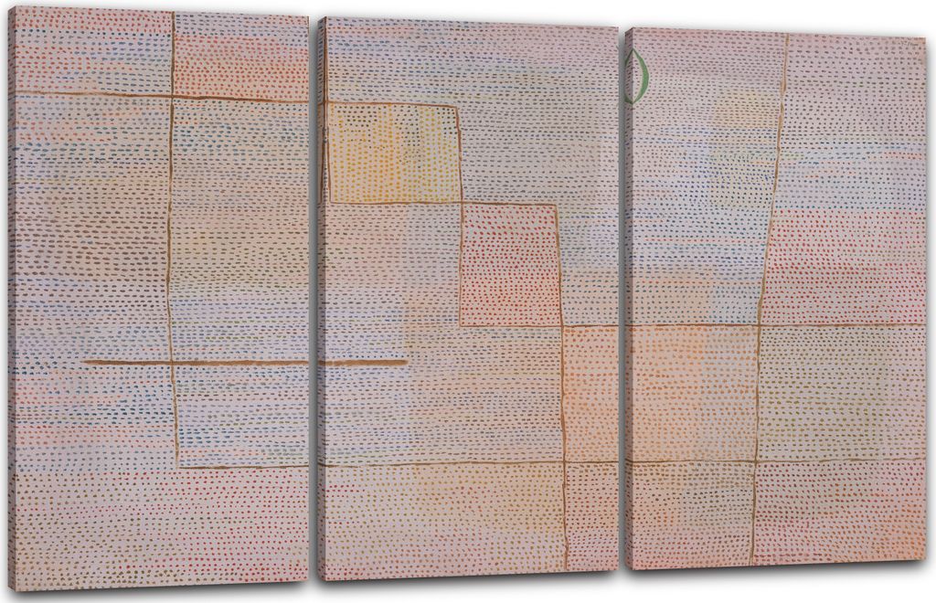 Leinwandbild 3-teilig (120x80cm): Paul Klee - Clarification (1932), echter Holz-Keilrahmen inkl. Aufhänger, handgefertigt in Deutschland