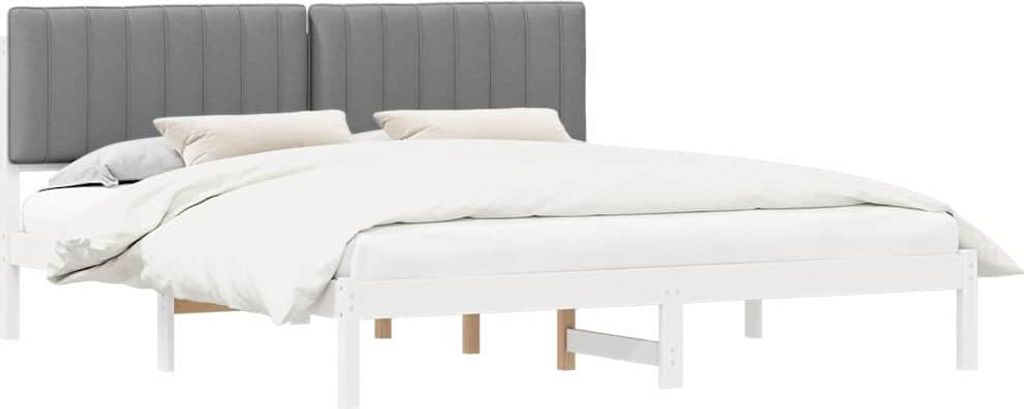 vidaXL Bettgestell mit gepolstertem Kopfteil Hellgrau 180 x 200 cm