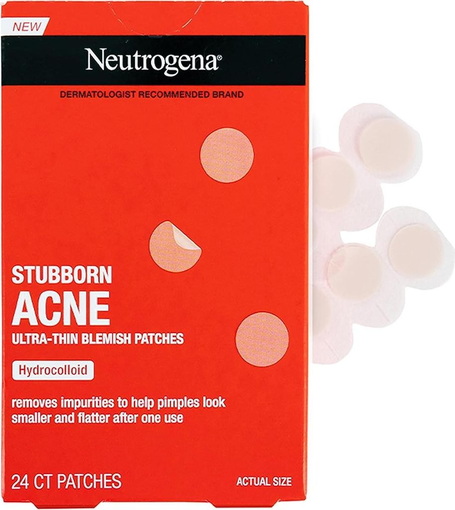 Gesichtspflaster, Neutrogena, hartnäckige Akne, gegen Pickel und Irritationen im Gesicht, Anti-Akne, ultradünn, 10mm, 24 Stück.