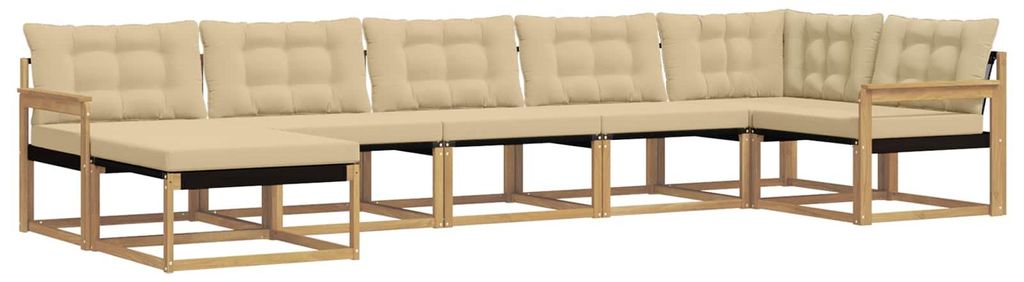 vidaXL Outdoor-Sofagarnitur mit Kissen 7 pcs Weiß und Beige