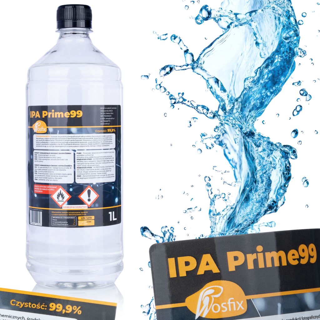 Rosfix IPA Prime99 – Hochreines Isopropanol 99,9% | 1L Flüssigkeit zur Reinigung | Elektronik, Optik, Auto Detailing, Desinfektion