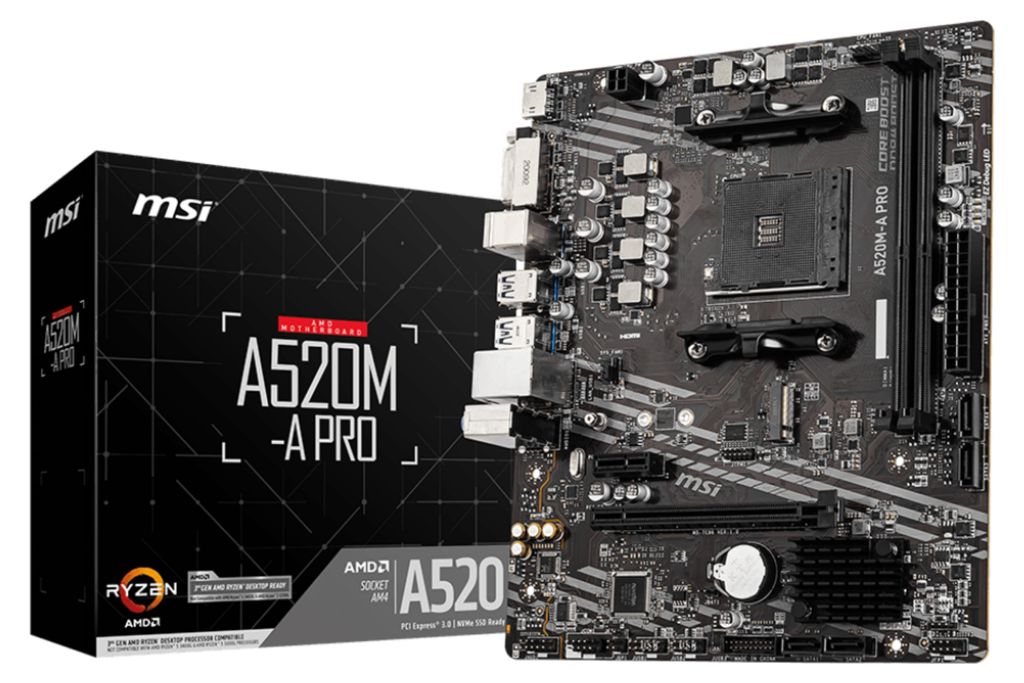 MSI A520M-A PRO - Motherboard - micro ATX - Socket AM4 - AMD A520 Chipsatz - USB 3.2 Gen 1