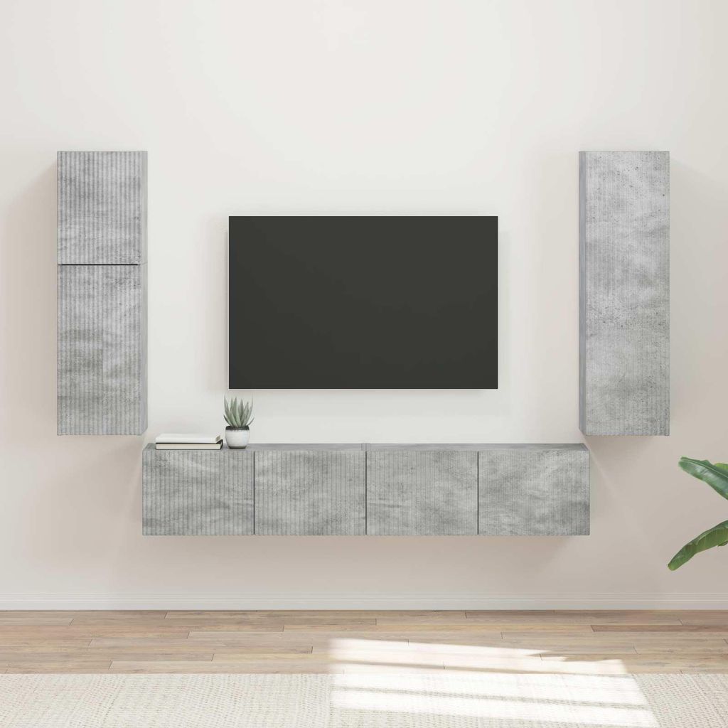 Maison Exclusive - TV-Schrankset Wandmontiert 4 pcs Beton Grau Holzwerkstoff