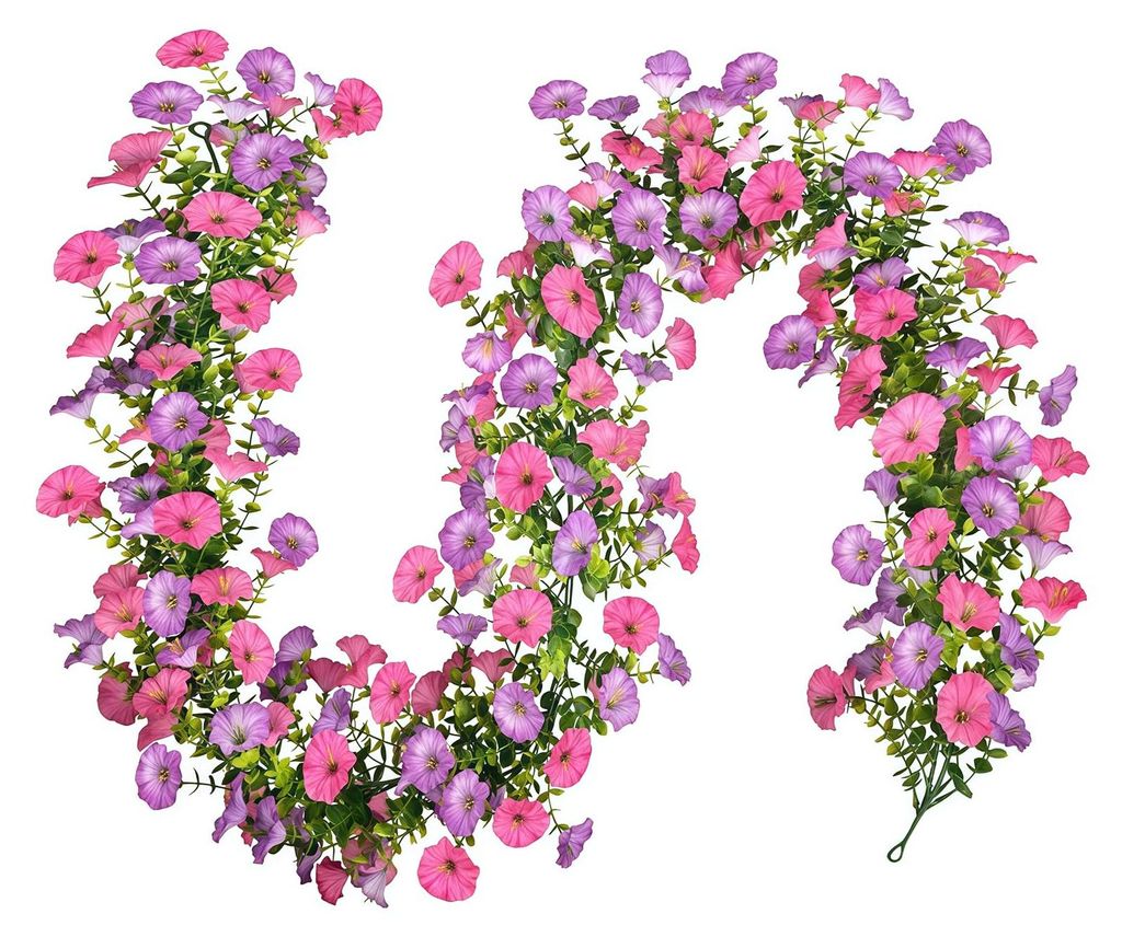 Hängende künstliche Blumengirlande, 180 cm lange Girlande mit vom Wind verwehten Blüten in Rosa und Violett, Blumengirlande für Hochzeiten, Tor...