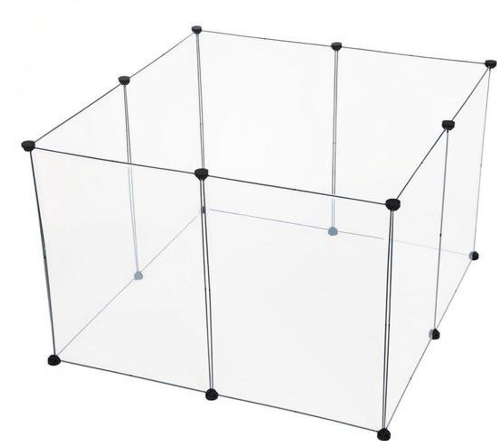Hundekäfig für Innen - stabile Konstruktion - transparent & sicher - Kunststoff & Metall - großes Ausmaß - 102x102x70 cm