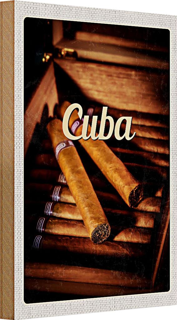 Holzschild Reise 20x30cm Cuba Karibik Cubanische Zigarette