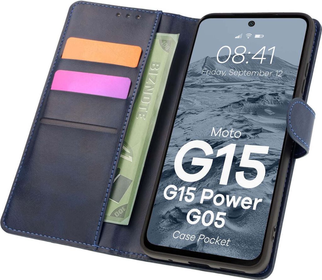 Bizon Case Pocket Motorola Moto G15 / G15 Power / G05 marineblau