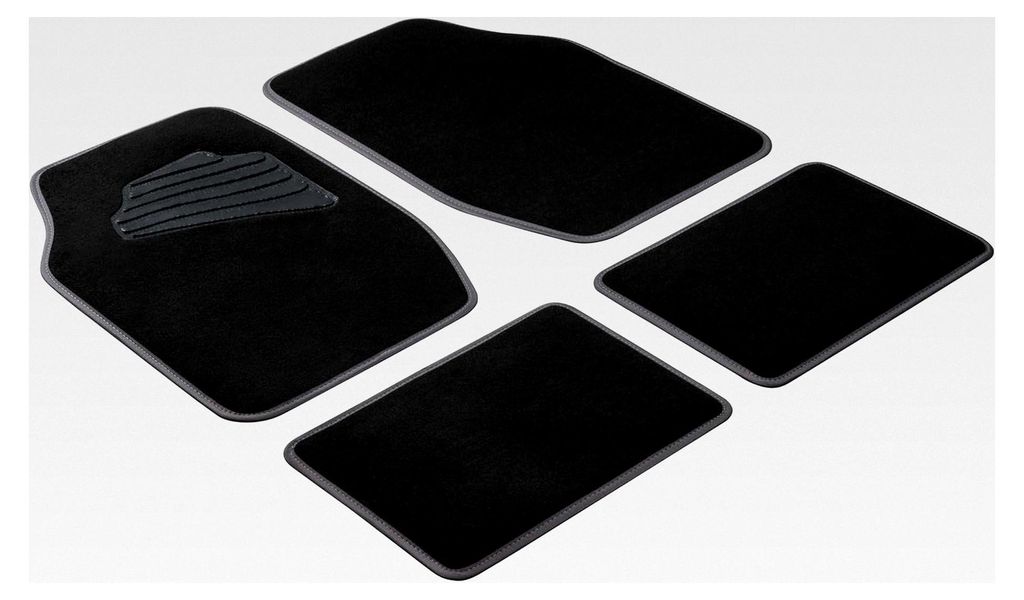 Auto-Teppich Matrix, Universelles Fußmatten-Set, 4-teilig, Allwettermatten, Schutzmatten für PKW, schwarz/grau