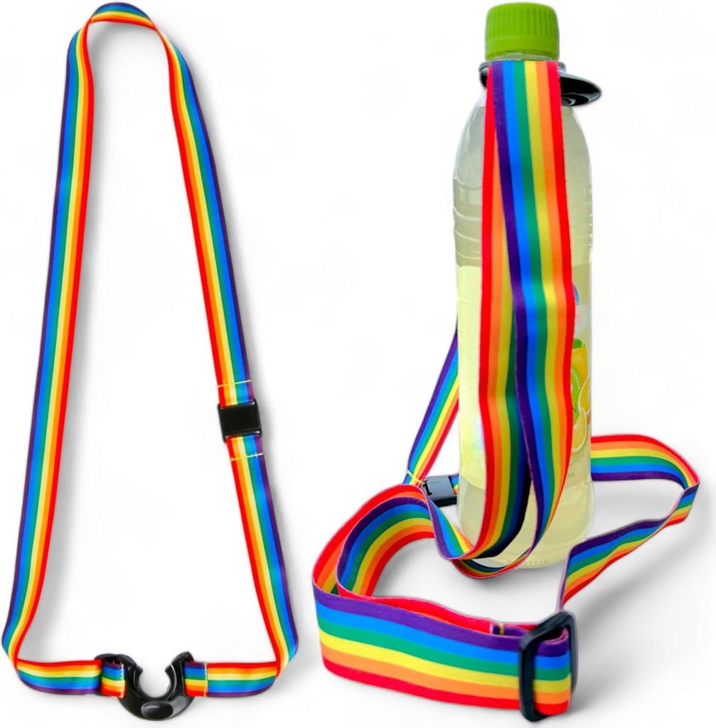Trinkflaschenhalter Pride in Regenbogenfarben - stilvolles Trageband für Festival- und Outdoor-Nutzung - universell und sicher (3)