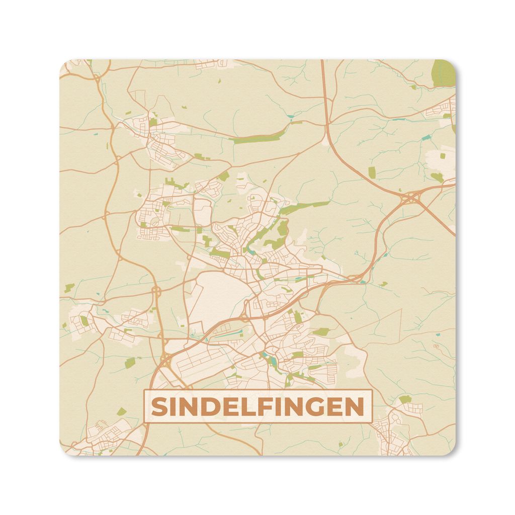 MuchoWow Mauspad Mousepad Karte - Sindelfingen - Vintage - Stadtplan 30x30 cm - Mousepads - Maus Mat - Pad - Mausunterlage - Gaming