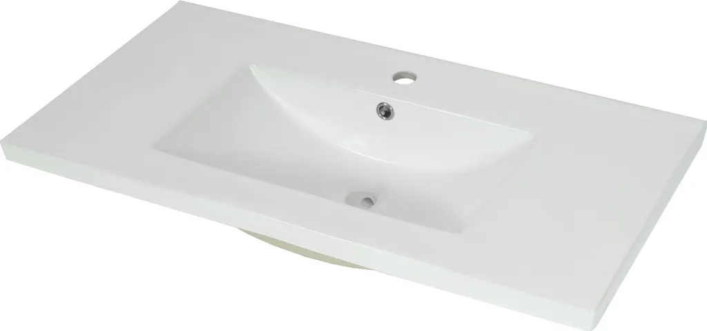 Vasque de salle de bain rectangulaire en céramique blanche, format 92cm