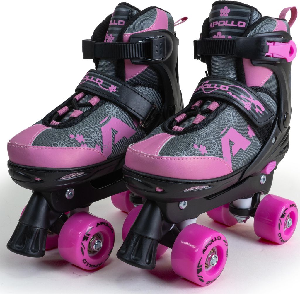 Apollo Champion Adjustable Quad Skate - verstellbare Rollschuhe mit LED Rädern für Kinder , Rollerskates für Jungen und Mädchen Größe L (39-4...