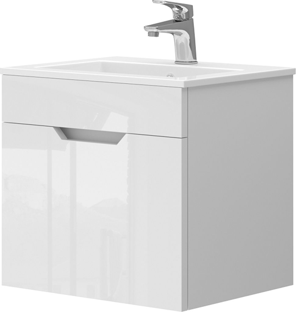 Waschbeckenunterschrank Vicco Stefanie Weiß 2 Teile, mit Waschbecken, Model 43369