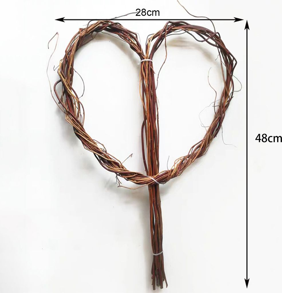 Blumenstab, natürliches Korbgeflecht, dekorative Blumenverpackung, Ratten-Liebe, Herzform, Brautstrauß-Rahmen für Hochzeit