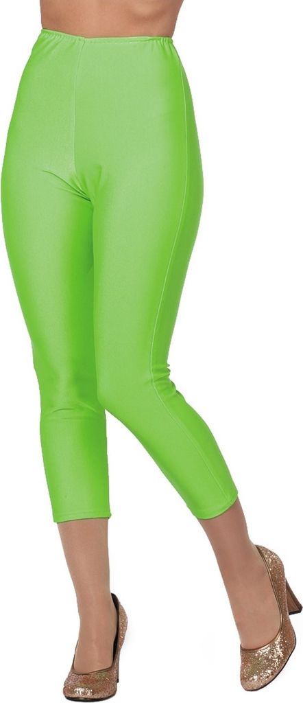 W4656D-36 neon-grün Damen Leggings Caprihose Hippie Kostüm Gr.36