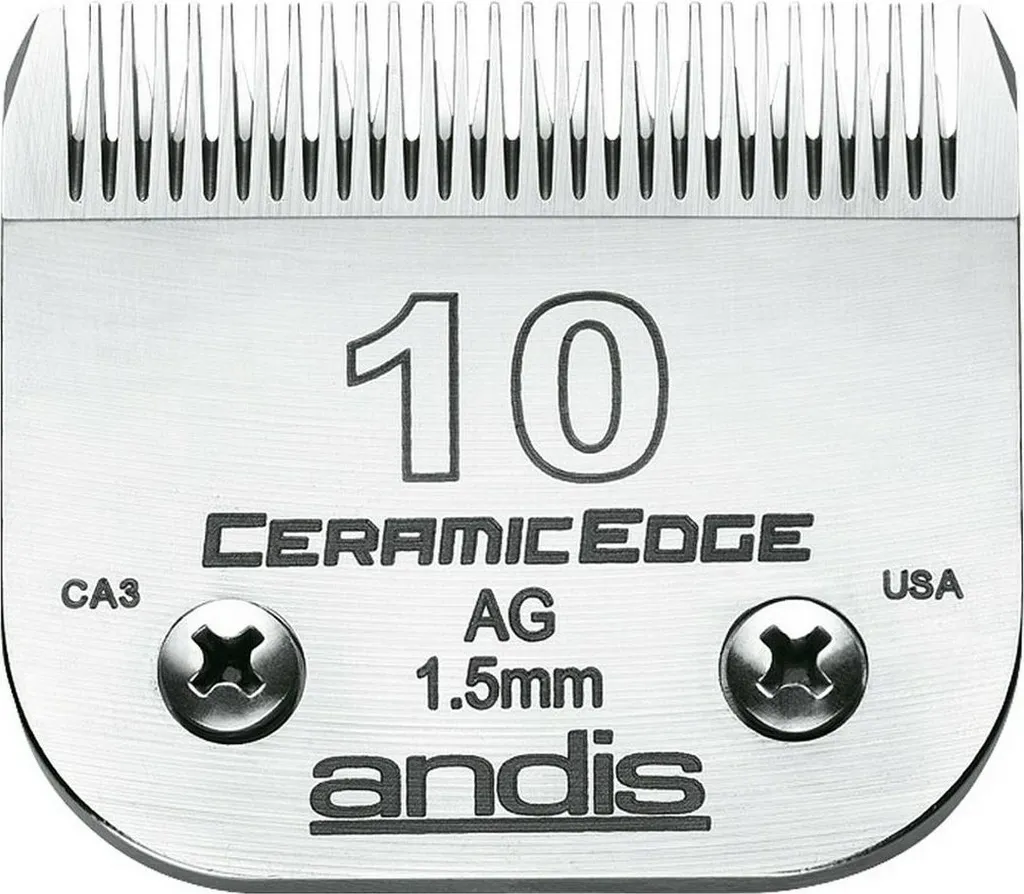Lame Andis 10 céramique anti-chauffe et acier carbone pour chien 1.5mm