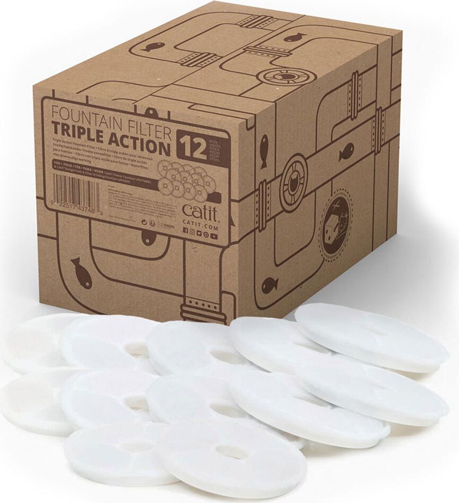 CATIT 2.0 Dreifachwirkender Trinkbrunnenfilter - 12 Stück