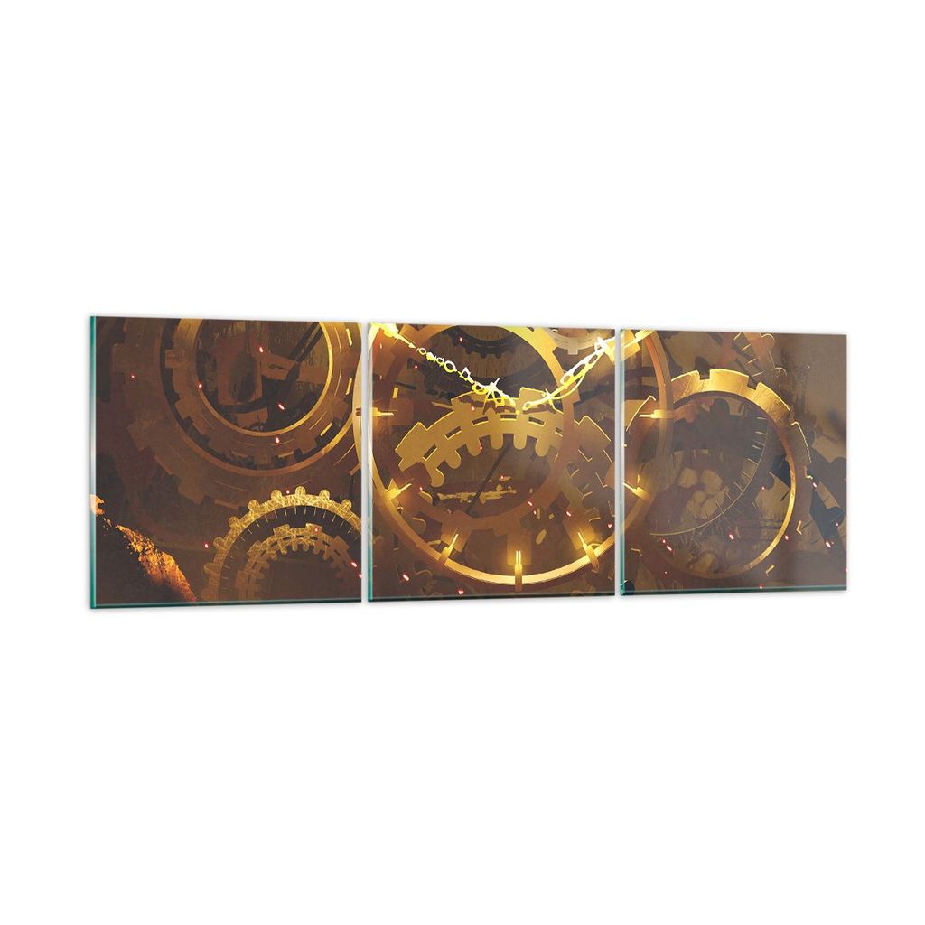 Bilder auf glas - Mechanismus Zahnrad - 120x40cm - Glasbilder - Wandbilder - Kunstdruck - zum Aufhängen bereit - Wanddekoration aus Glas - Glas Bi...
