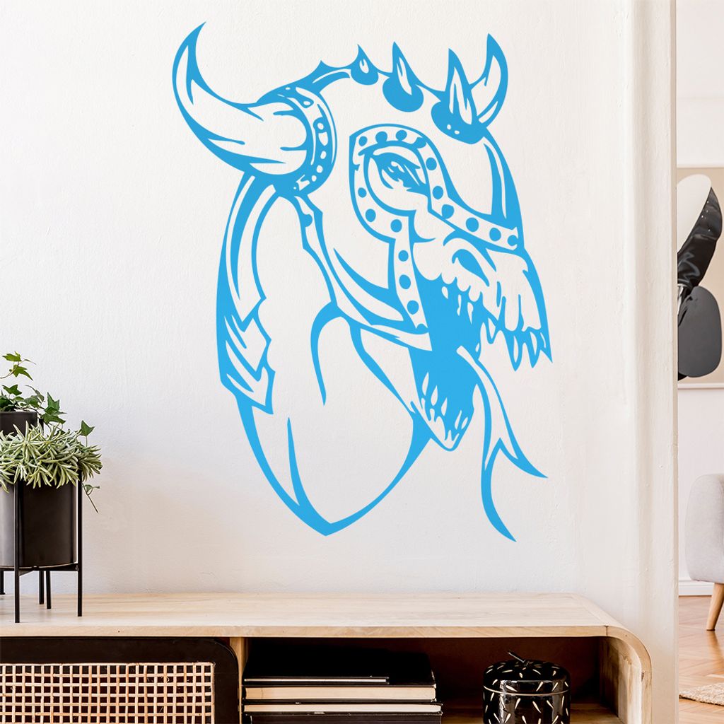 Drachen mit Helm Wandtattoo in 6 Größen - Wandaufkleber Wall Sticker - Dekoration, Küche, Wohnzimmer, Schlafzimmer, Badezimmer