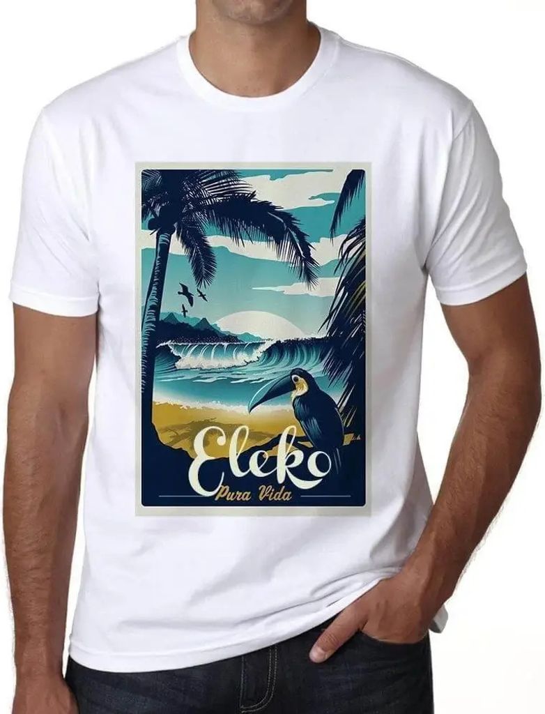 Herren Grafik T-Shirt Eleko pura vida Strand – Eleko Pura Vida Beach – Öko-Verantwortlich Vintage Jahrgang Kurzarm Lustige Druck Geburtstag Ge...