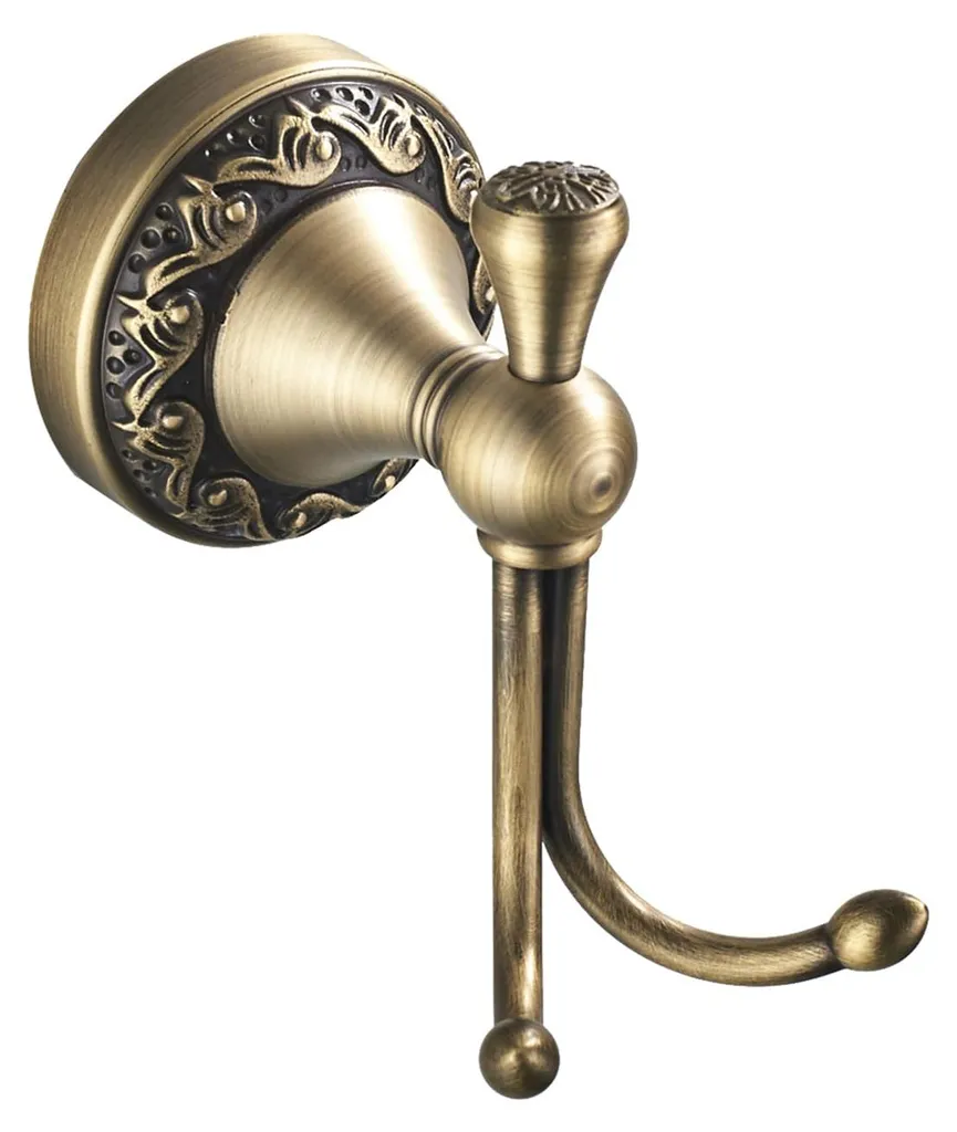 Porte-peignoir vintage en laiton gravé pour salle de bains et cuisine
