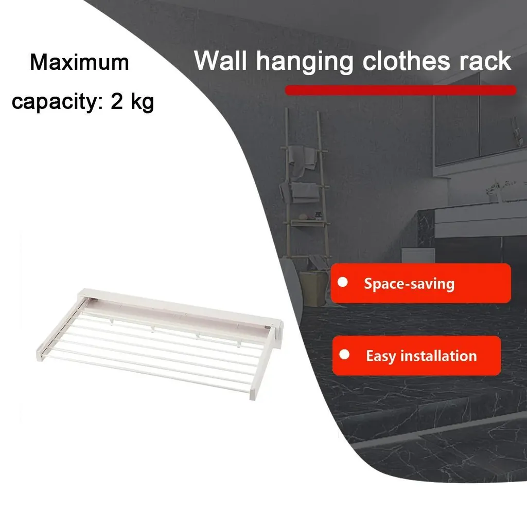 Séchoir à linge mural extensible pliable en plastique PP blanc robuste - 10