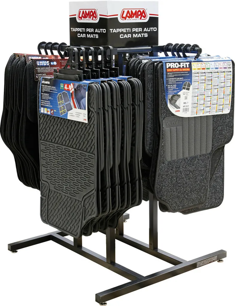 Présentoir à colonnes stable avec tapis de sol de protection inclus