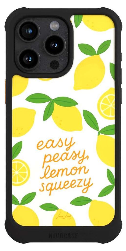 NIVOCASE Hülle für Apple iPhone 15 Pro Max Stoßfeste Handyhülle NIVOmax Case Schwarz Statement Zitrone Spruch
